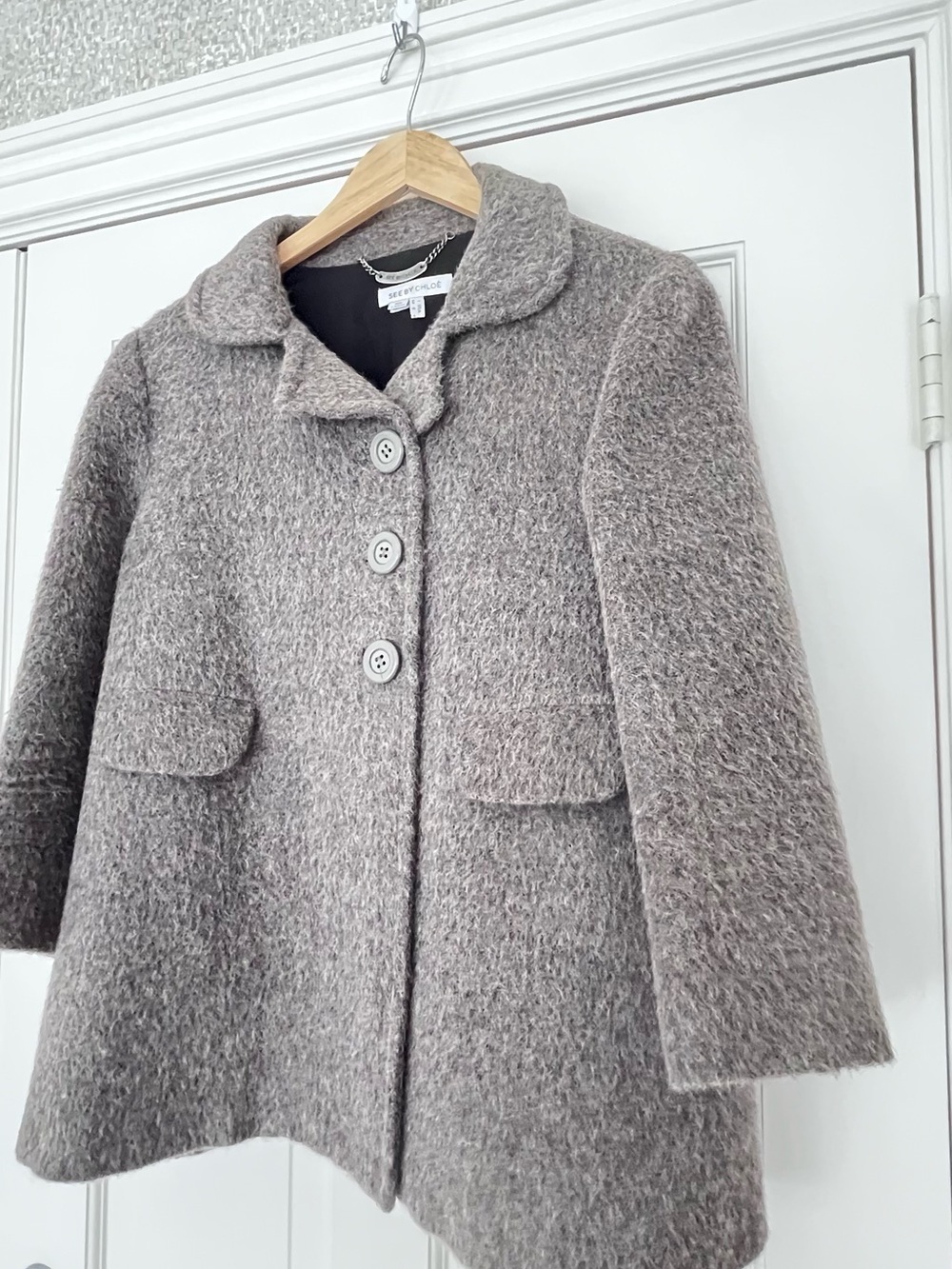 See by Chloe gray alpaca mohair wool peacoat * - Picture 4 of 14